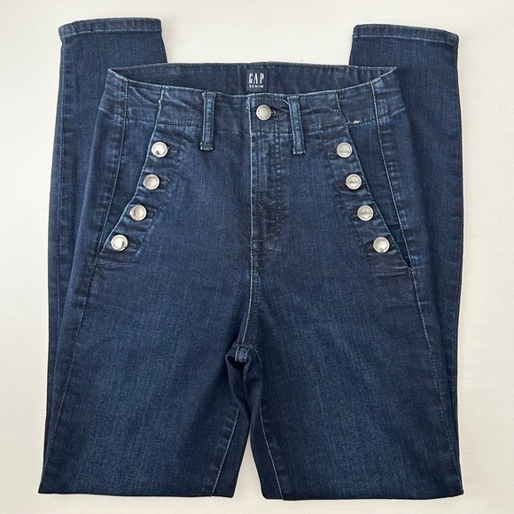 GAP High Rise True Skinny Sailor Ankle Jeans Secret Smoothing Pockets Blue 0/25 - Picture 16 of 16